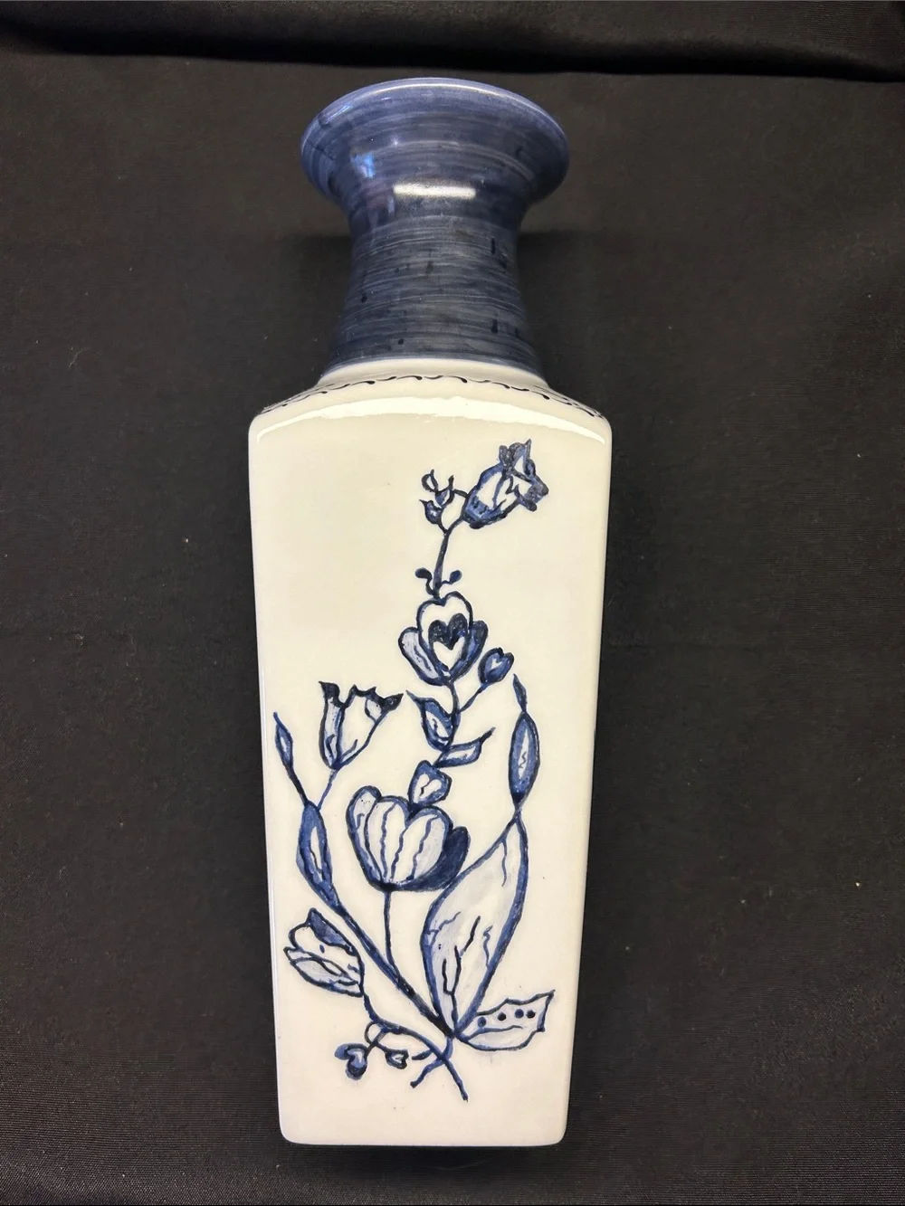 Hand painted Blue and White Floral Ceramic Vase - Home Accents